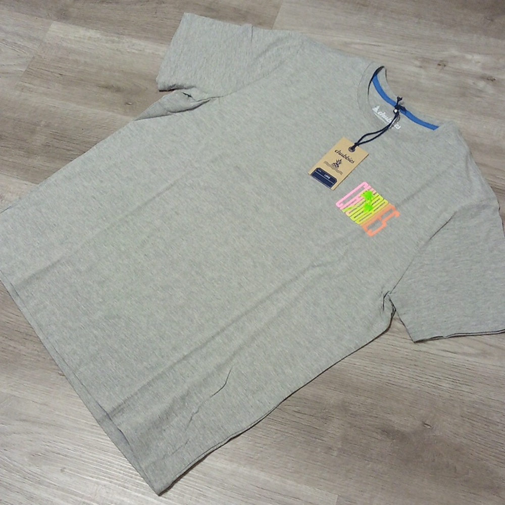 Chubbies Light Gray Tee with Neon Graphics